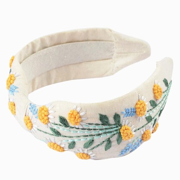 Hand Embroidered Floral Headband Cotton Holiday Hair Accessory Women Girls main image 6